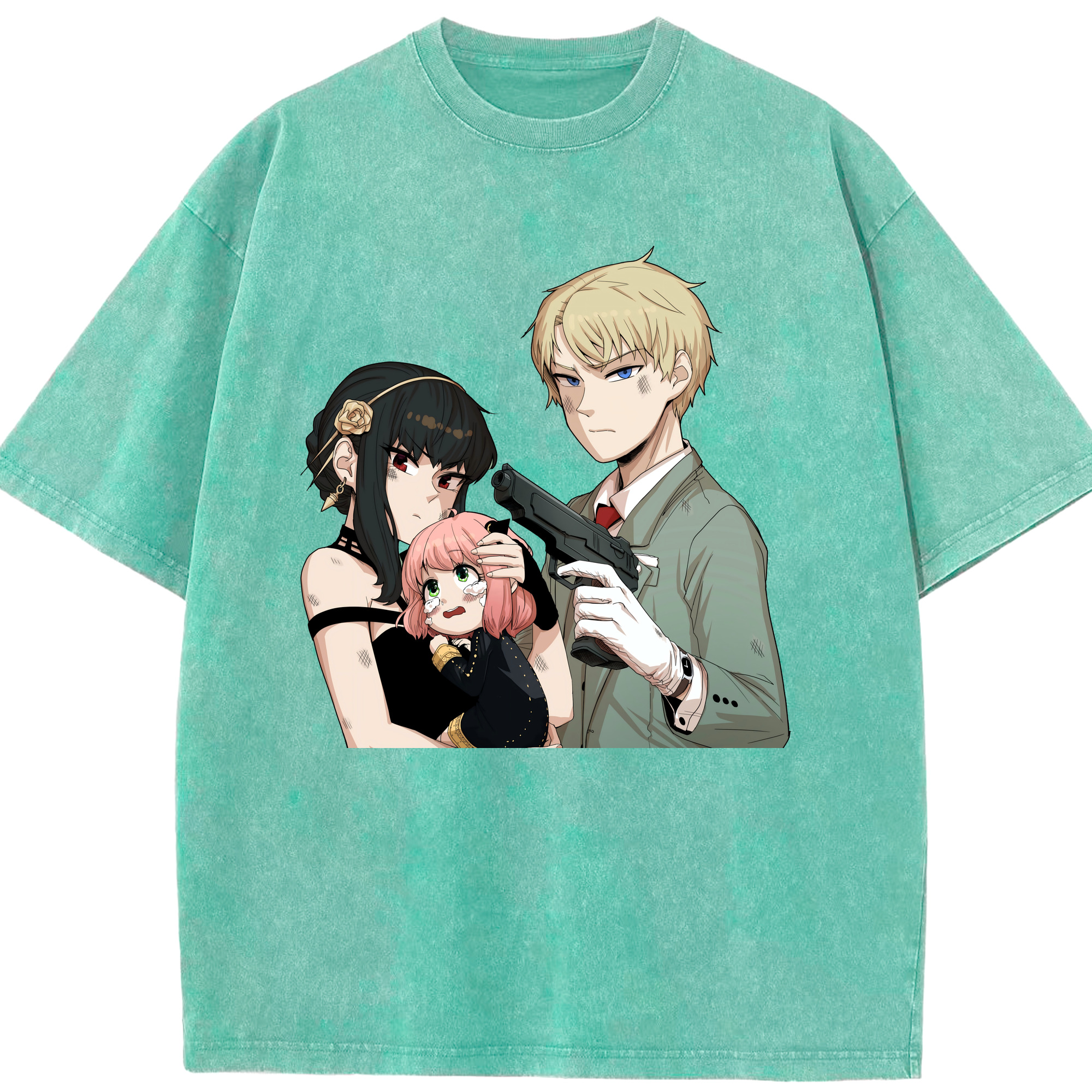 （画像用） SPY×FAMILY间谍家家酒 綿100% ヴィンテージ風 半袖Tシャツ（フロントプリント）